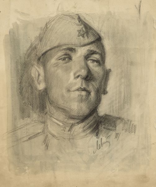 Портрет солдата в пилотке.